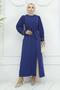 Indigo Pleated and Slit Suit - 19239 - 3
