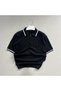black white beige 3-piece collar detail knitted T-shirt - 3