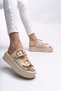 Winledha Women's Double Buckle Slippers 001278 Beige Skin - 4