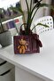 Women's Burgundy Stripe Detailed Teddy Bear Mascot Hand Shoulder Bag - 3