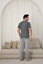 Men's Pajamas Set - Plaid Print, Short Sleeve, Cotton, Summer Seasonal - 2
