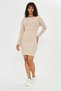 Women's Beige Color Boat Neck Mini-Size Dress - 2