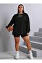 3 Thread Los Angeles California Winter Sweatshirt - Black Printed Oversize Raised Crew Neck - 2