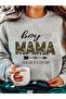 سويت شيرت شتوي من Boy Mama - رقبة دائرية مطبوعة باللون الرمادي