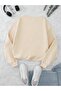 Xoxo Winter Sweatshirt - Beige Printed Oversize Crew Neck - 2