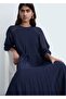 Tie Detail Belted Pleated Dress - 7