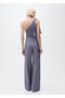 Asymmetrical Satin Jumpsuit with Ties - 4