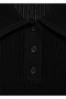 Openwork Knitted Polo Collar Sweater - 6