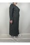 Women's Black Beige Striped Pattern Buttoned Lapel Long Sleeve Seasonal Mother Dress - 3