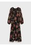 Floral Balloon Sleeve Dress - 3