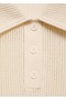 Openwork Knitted Polo Collar Sweater - 6