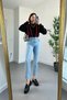 Lya Hsn New Season Lara Jiyan Light Blue Mom Jeans Stretch Fabric High Waist Blue Snow Washed New Season - 5
