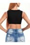 Alina Women's Black Triangle Detailed Stylish Comfortable Fit Crop - 4