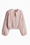 Lace-inset crinkled blouse