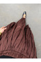 Women's Crochet Crinkle Pleated Maxi Skirt - Brown - 4