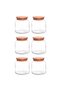 6-Piece 635 ml Plain Wooden Lid Glass Jar - 6