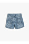 Floral Print Pocket Cotton Denim Shorts - 2