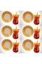 Gold Gilded 6-Piece Tea Cup Set with Gold Spoons