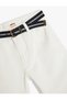 Basic Cotton Shorts with Belt Detail and Pockets - 3