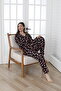 Print Long Sleeve Single Jersey Women's Pajamas Set - Front Buttoned Vg137 - 6