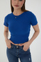 Women's 2-Piece Corded Cotton Crew Neck Knitted Camisole Crop T-Shirt - 3