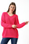 Women's Pink Oversize Casual V-Neck Knitwear Sweater - 5