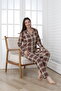 Buttoned Front Patterned Long Sleeve Single Jersey Women's Pajamas Set Vg137 - 5