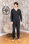 Men's Buttoned High Quality Cotton Pajama Set 16511 - 3