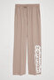 Striped Pants with Lettering on the Legs and Elastic Waist Beige - 2