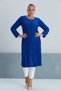 Women's Lapel Stone Detail Zip-Up Plus Size Curve Home Beach Midi Terry Dress - 5