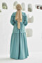 6605-Carla Gathered Belted Dress Mint Green - 4