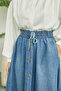 2215-Denim Mevlana Buttoned Skirt Blue - 4