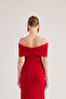 Madonna Collar Slit Long Lilac Dress Red - 5