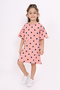 Girl's Ruffled Sleeve Full Polka Dot Printed Dress