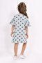 Girl's Ruffled Sleeve Full Polka Dot Printed Dress - 4