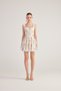 Floral Mini Romance Dress Pink with Brode Detail on the Skirt - 3