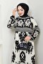 Colorful Patterned Viscose Dress - Black / E0122 - 4