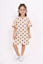 Girl's Ruffled Sleeve Full Polka Dot Printed Dress