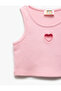 Heart Window Detailed Sleeveless Ribbed Crop Tank Top - 3