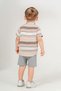 Stylish Shirt with Line Pattern, Adjustable Waist, Short Sleeve, Shorts, 2-Piece Set, Children's and Baby Clothing, Öze - 4