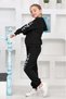 Black Butterfly Printed Girls' Zippered Jacket, Crop and Sweatpants Set - 5