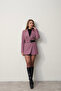 Women's Lilac Belted Poticar Long Blazer Jacket - 3