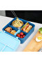 3/4 Jumbo Lunch Box w/ Bowl, Spoon & Fork - Blue - 5