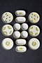 14 Pieces Handmade Green Dot Breakfast Set for 6 People - Luxury Breakfast Presentation Set - 6