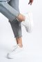 Women's Sneaker Lace-Up Low Sole White Sports Shoes - 3