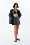 Çizgi Matchli Pleated Mini Skirt Anthracite