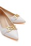 Brab White Buckle (4cm) Pointed Toe Heeled Shoes - 2
