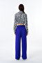 Belt Detailed High Waist Wide Leg Pants Sax - 5