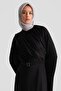 Evening Dress with Flounces and Stone-Embellished Sleeves 24K9912 Black - 2