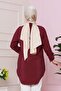 Tunic with Detailed Sleeves - Burgundy - 5